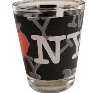 I Heart NY Black Shot Glass Pop Art Decorated Party Souvenir Small Glass